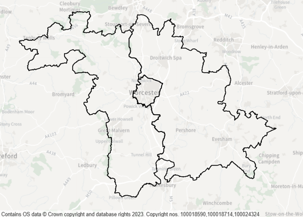 Map of South Worcestershire